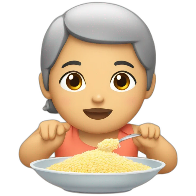 Chinita gorda comiendo arroz  emoji