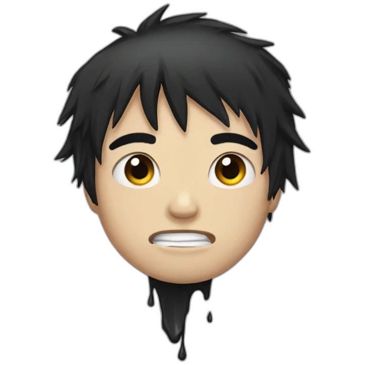 emo kid with a broken ankle and black hair crying emoji