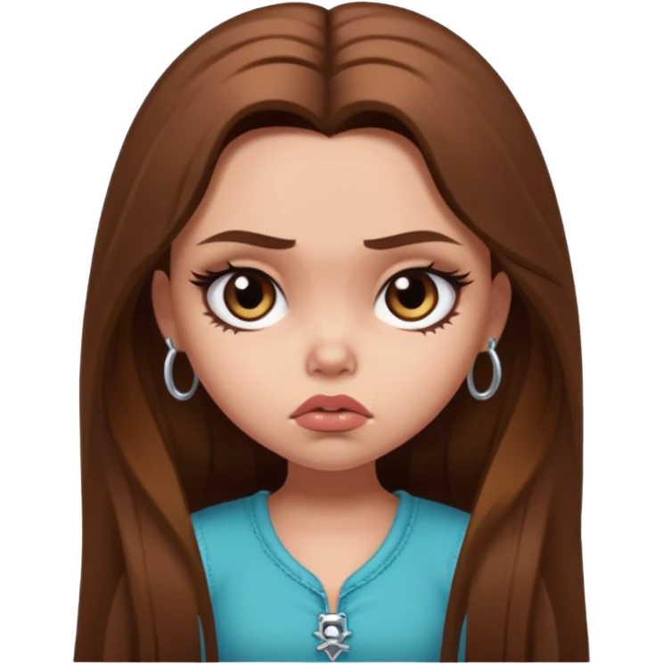 sad pretty bratz baddie, long brown hair emoji