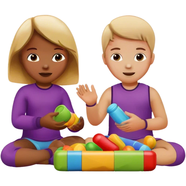 two kids playing with toys at home emoji