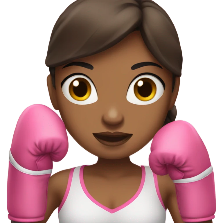 Brunette girl wearing pink boxing gloves emoji
