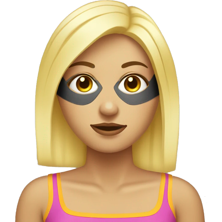 Chica rubia con toalla en la cabeza y mascarilla en la cara emoji