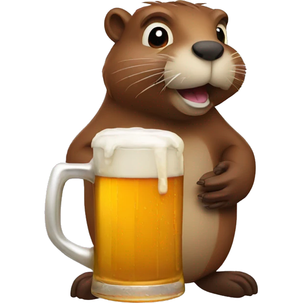 Beaver drinking a beer emoji