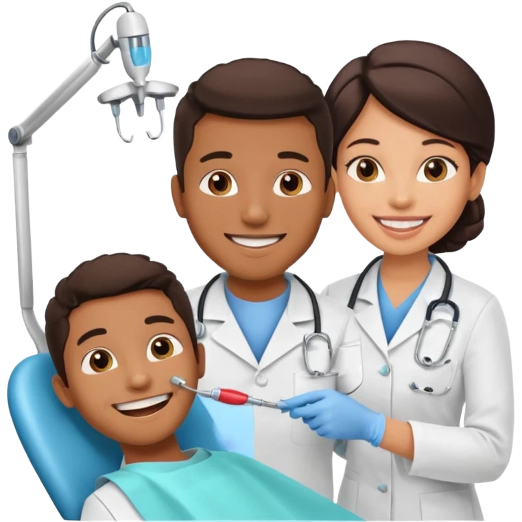 Young african-american man. Guy visiting dentist's office for prevention of the oral cavity. Man and famale doctor while checkup teeth. for Periodontics doctor emoji emoji