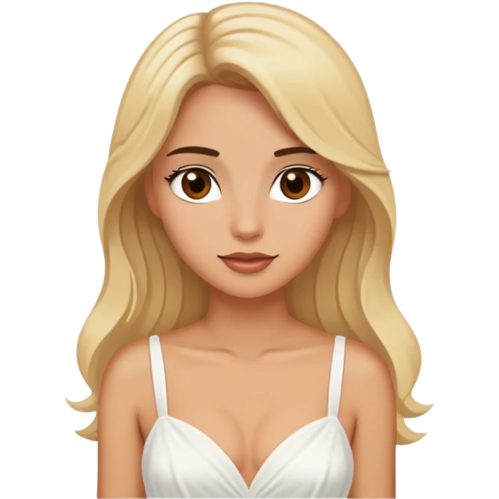 Luxury blonde model, brown eyes, honeymoon emoji