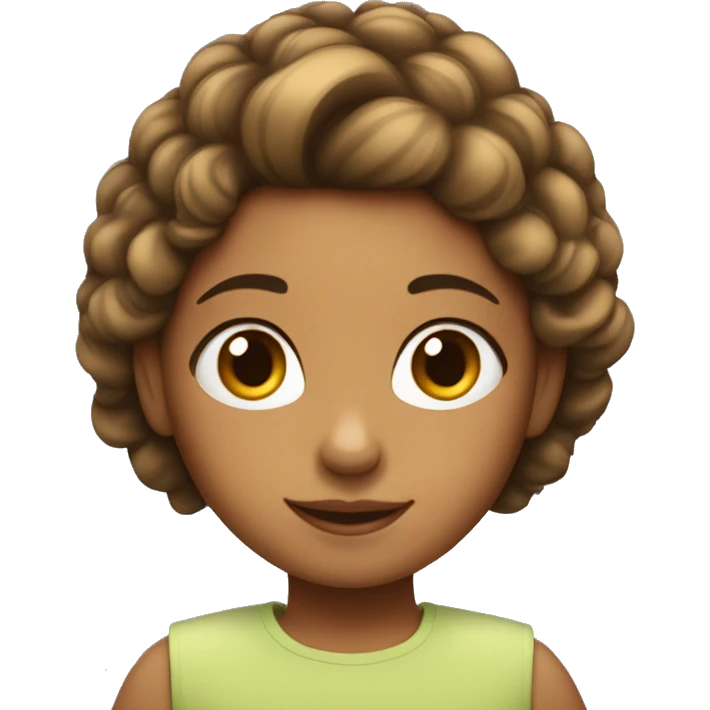 Una niña con el pelo suelto y con un iPhone  emoji
