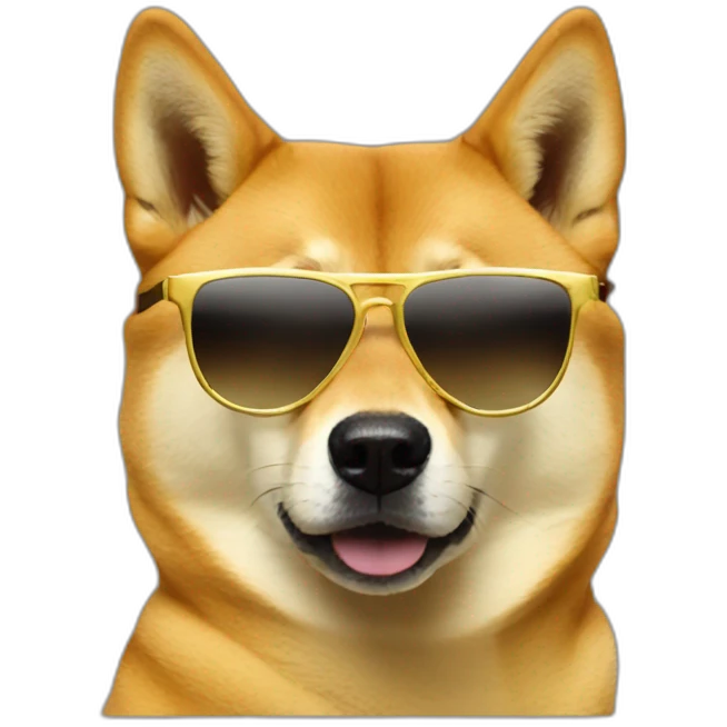 Dogecoin but the doge wears sunglasses emoji