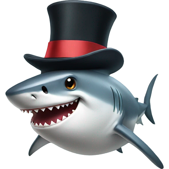 Shark with a top hat emoji