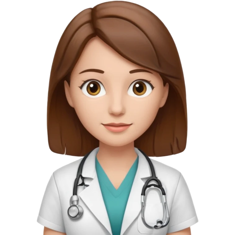 brown hair caucasian female physician emoji