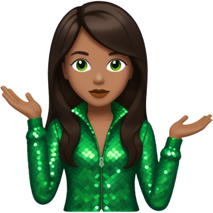 Sam Watters, R&B Singer (b. 1970) from Color Me Badd with long dark brown hair, green sequin outfit emoji