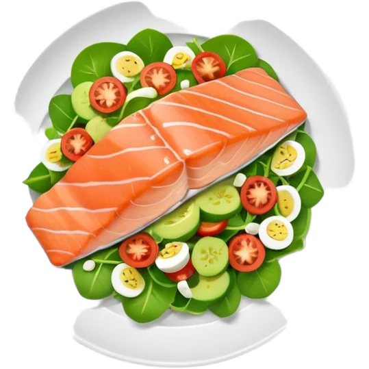 salmon salad served on a flat plate emoji