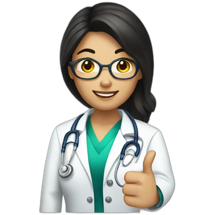doctor girl with dark hair thumbs up emoji