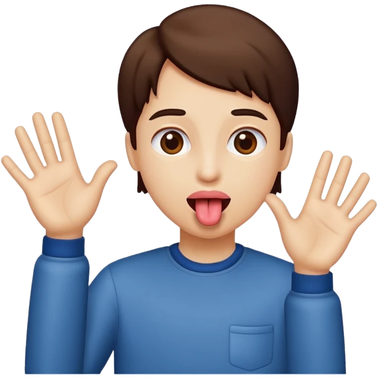 Tongue out with hands to the side  emoji