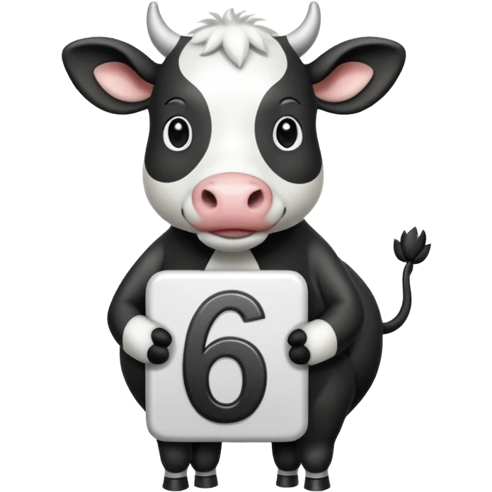 Swanky ghetto cow holding the numbers 6 and 7  emoji