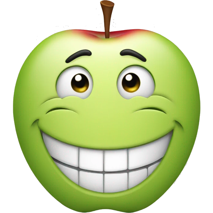 happy face whit apple in te eyes emoji