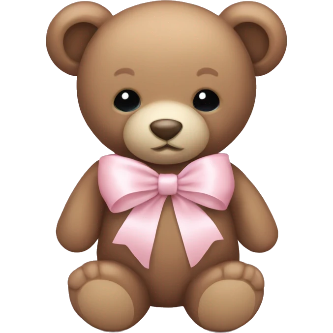 teddy bear with pale pink ribbon and pale pink heart emoji