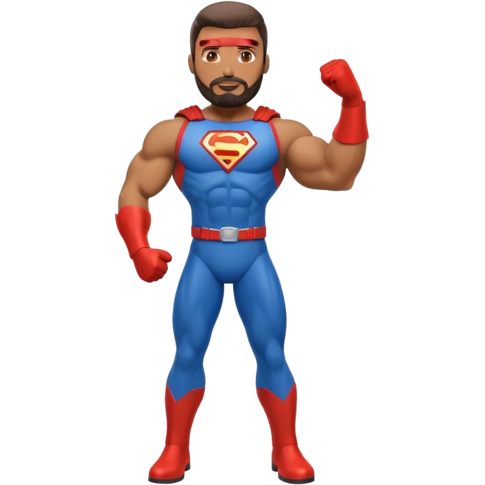 Latino HVAC repairman with goatee beard superhero action figure emoji