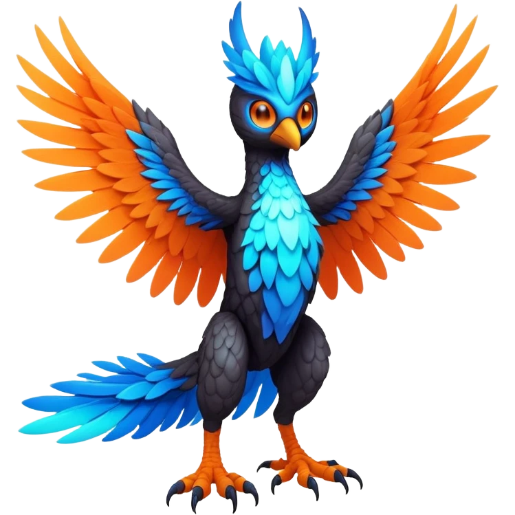 futuristic lush warm-colored neon-colored Fakémon-Trico-creature (full body) emoji