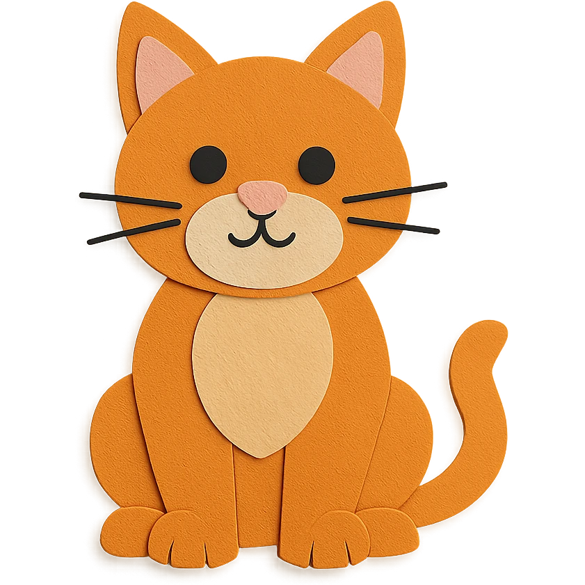 cat sitting with simple background in paper-craft style emoji