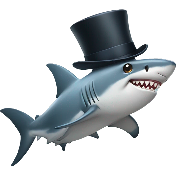 Shark with a top hat emoji