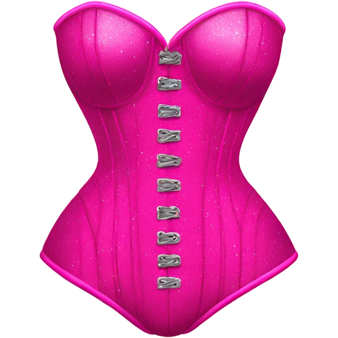 Hot pink corset and bikini bottom with glitter emoji