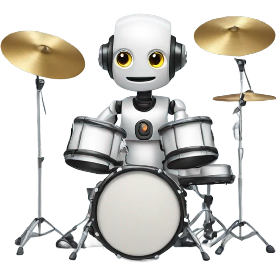 cute robot plays the drum set emoji