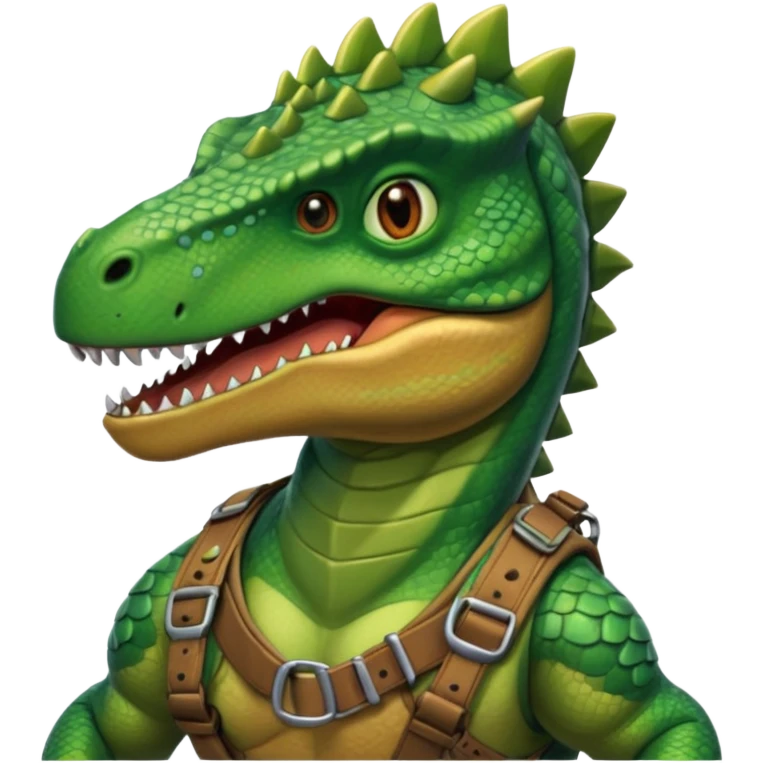 Dinosaur in harness, portrait emoji