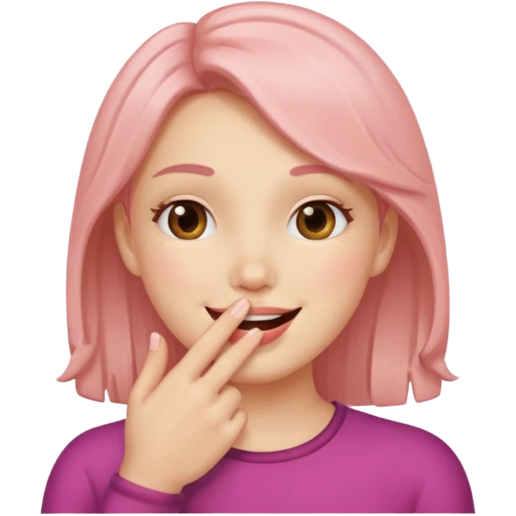 Blush hand on on the mouth looking happy emoji