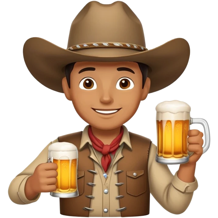 Little happy cowboy enjoying a cold stein of beer  emoji