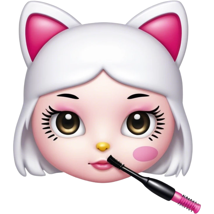  hello Kitty holding an eyelash mascara spoolie emoji