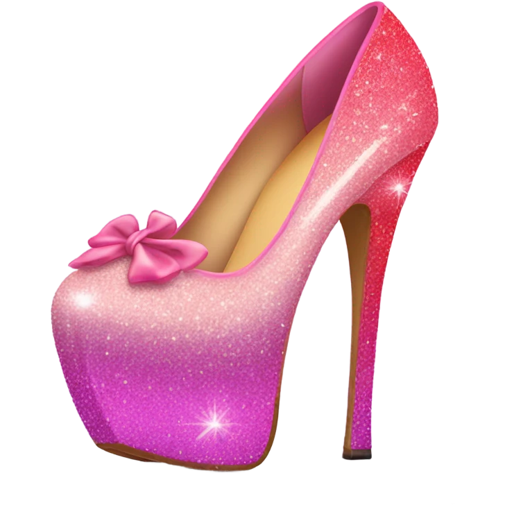 Pink ombre 9in high heels with glitter emoji