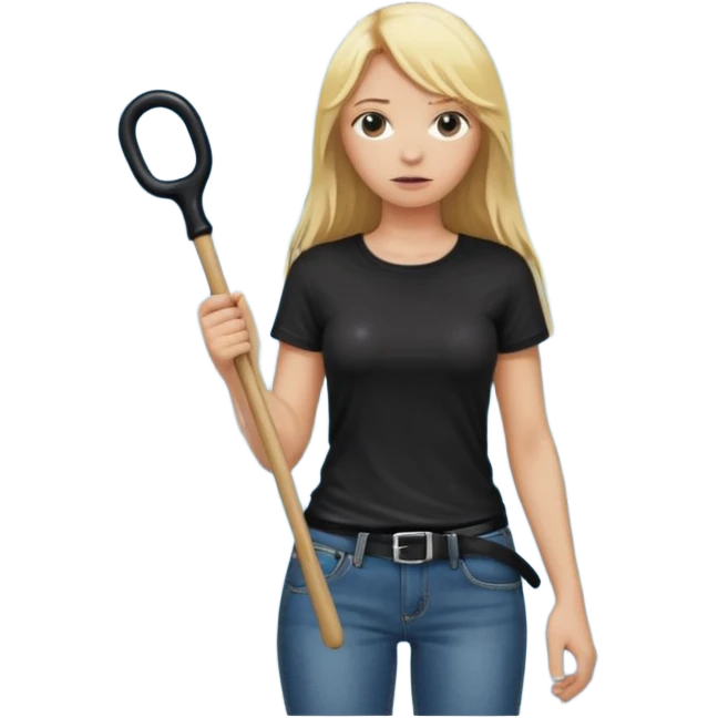 Bdsm male dominant wearing jeans black T-shirt and holding a flogger watching from outside blonde long hair sub with a collar showering with suds all over her emoji