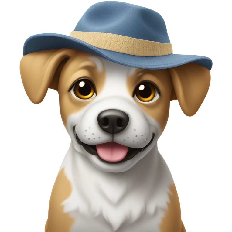 Dog on the beach wearing a hat emoji