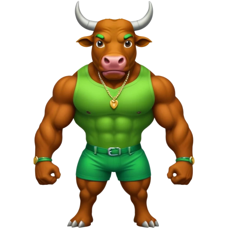 Green bull with clothes emoji