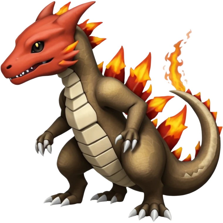 Black and magmatic Marowak-Cubone-Salandit-Charmeleon-fusion (full body) emoji