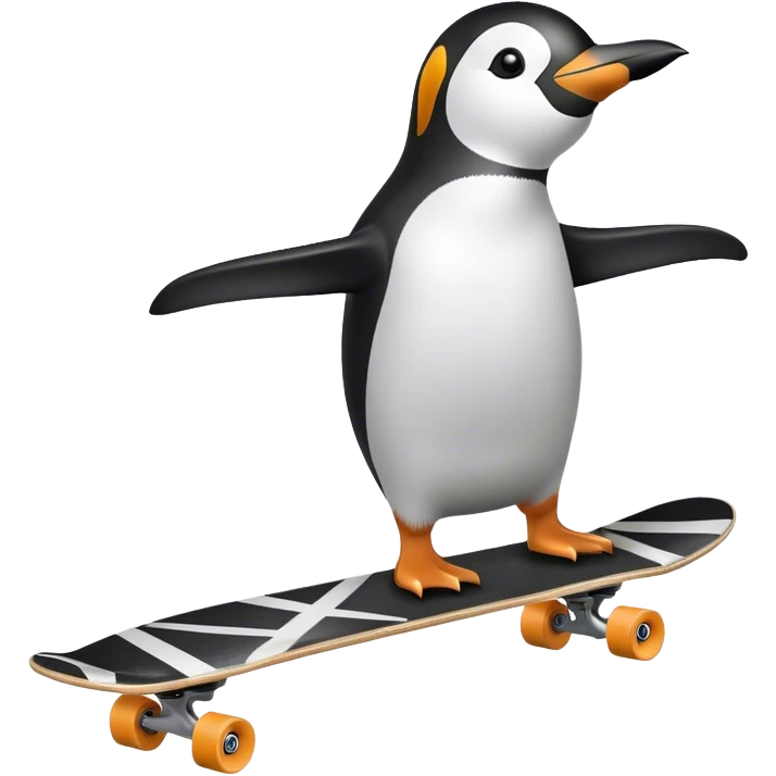 Pinguin auf Skateboard macht Handstand  emoji
