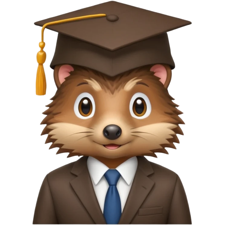 A hedgehog student dressed in a suit and wearing a square academic cap. emoji