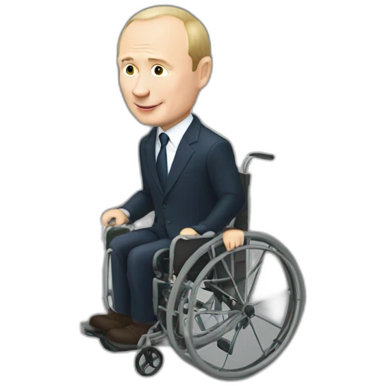 putin with briefcase wheelchair on stairs emoji