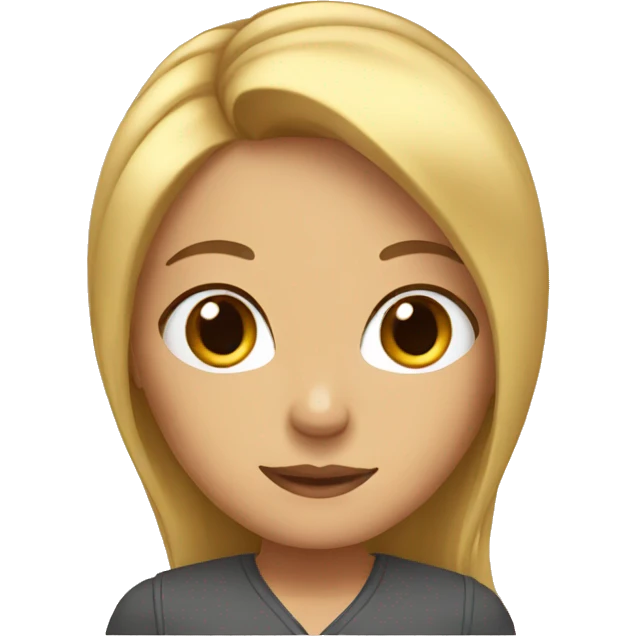 a blonde character with brown eyes working on the notebook emoji