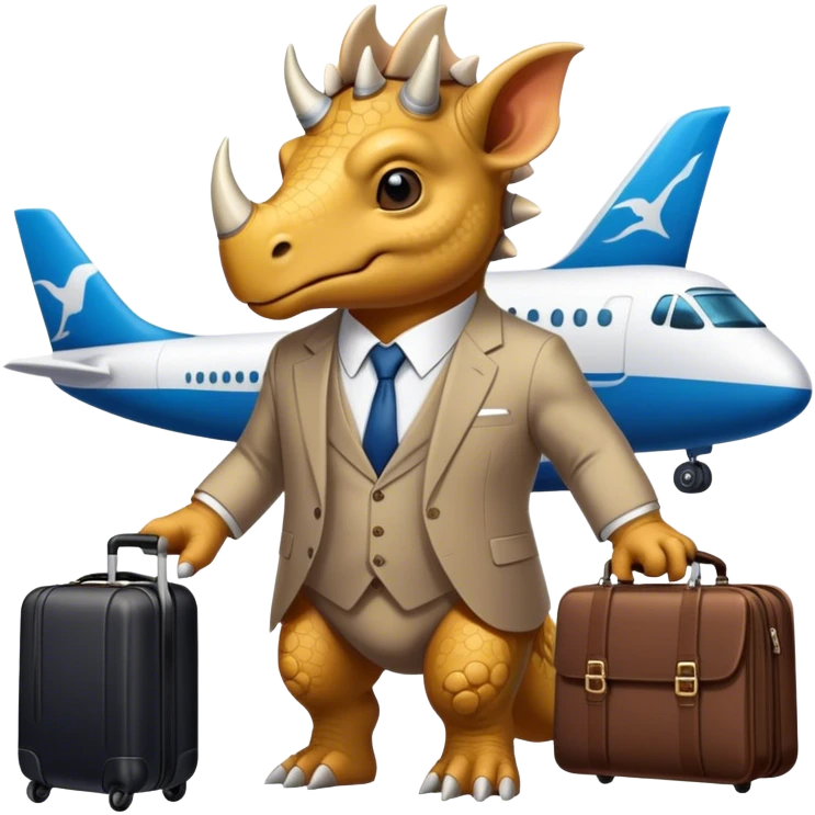 office triceratops in an airport emoji