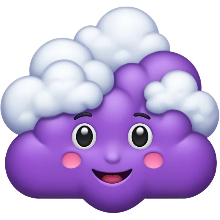 Purple emoji with clouds emoji