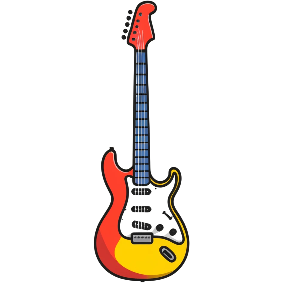 colorful electric guitar, rock and roll instrument emoji