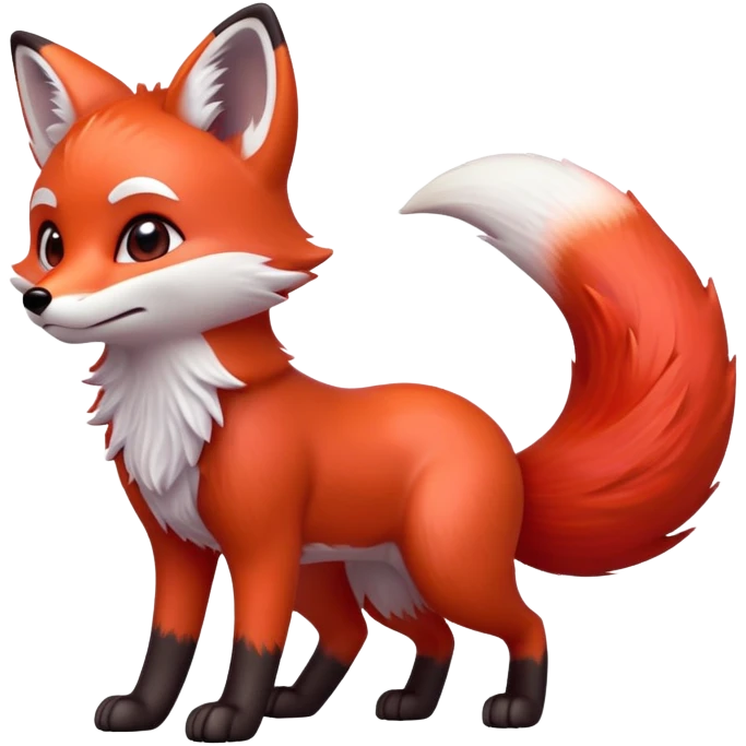 cinematic-[fox]-realistic-full-body-standing on all fours-emoji,-tail-tucked-close,-head-tilted-dramatically,-fox-[red]-fur,-simplified-yet-realistic-focused-features,-highly-detailed,-glowing-with-an-almost-sarcastic-glow  emoji