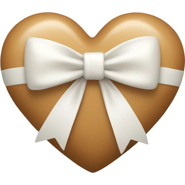 tan heart with a white bow in the center emoji