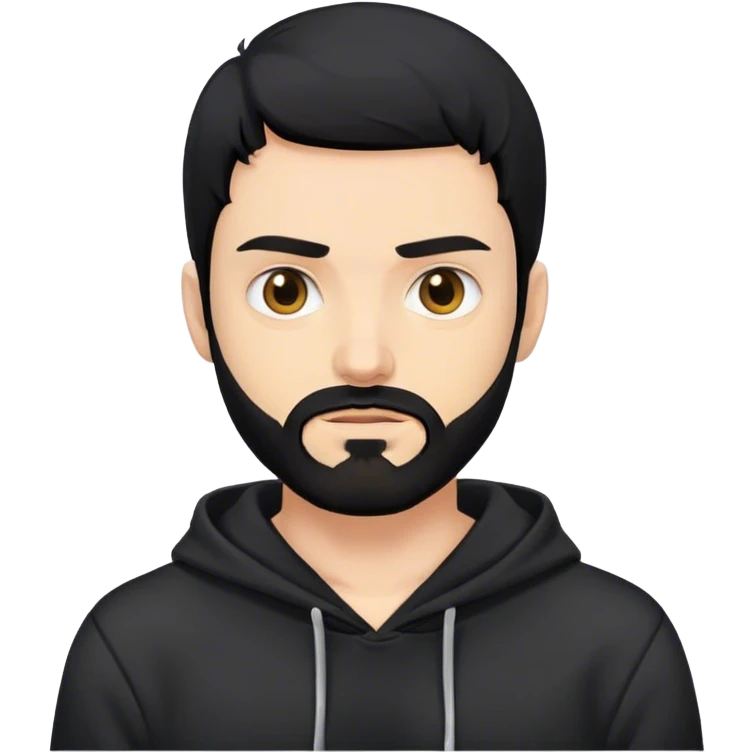 hackeur blanc cheveux noir barbe et capuche noir emoji