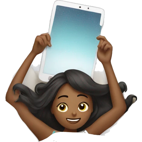 Girl laying in Bed and watching on Smartphone emoji