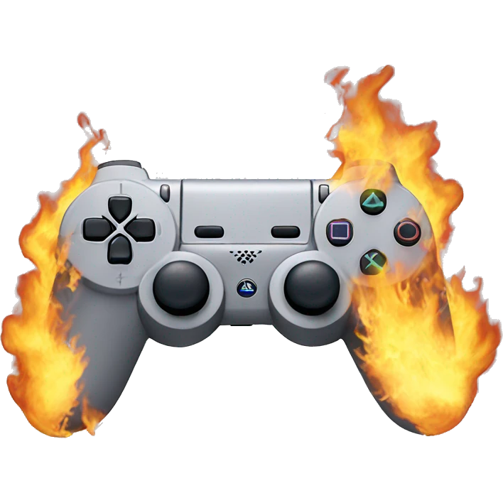 A playstation controller burning emoji