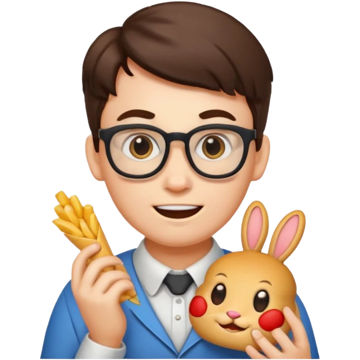 nerd face emoji eats coderabbit logo in emoji style emoji