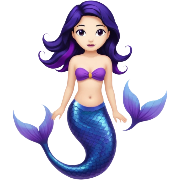 Mermaid with black hair and purple tail  emoji