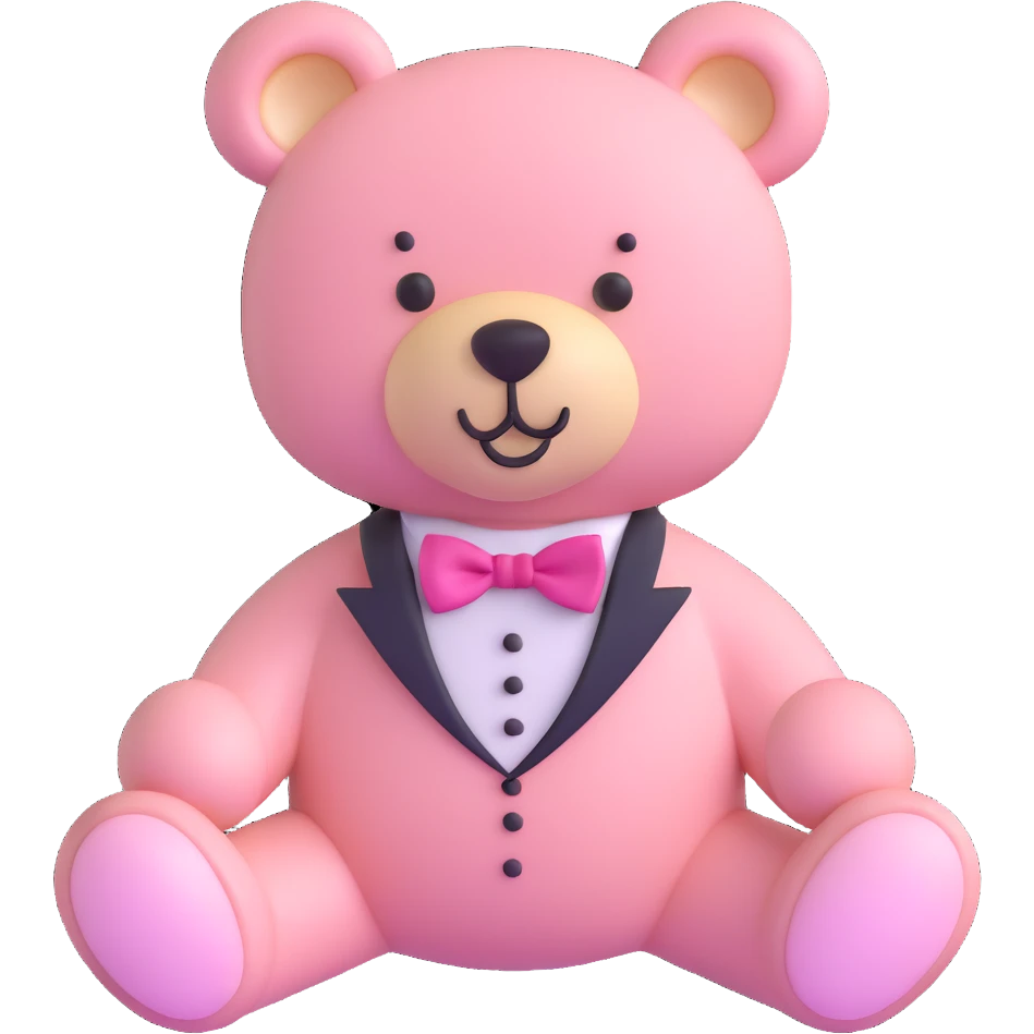 light pink teddy bear with pink bow tie emoji